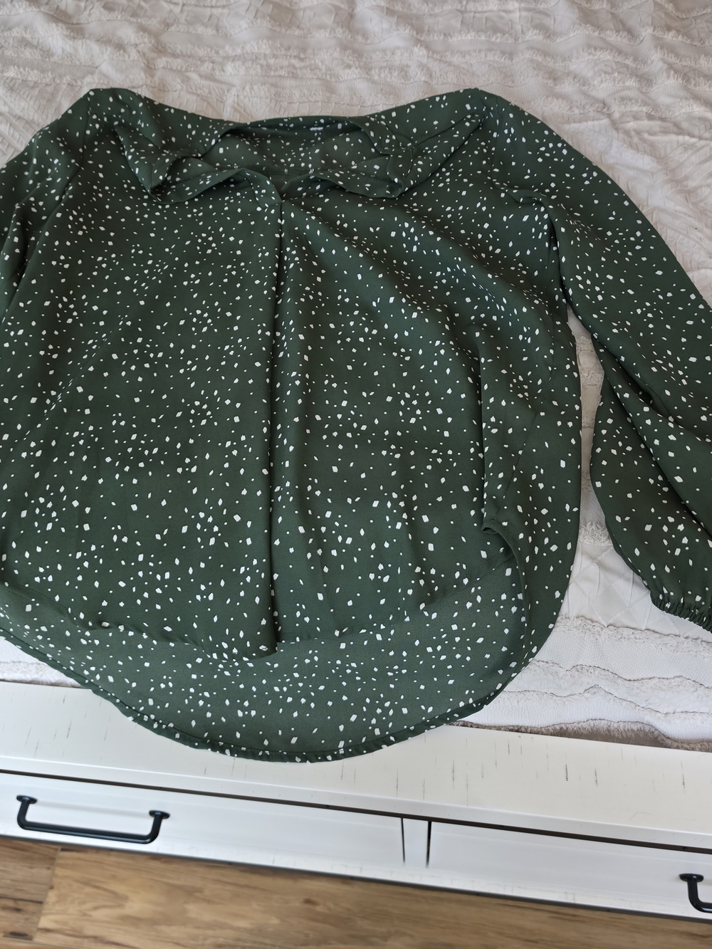 Women's Forest Green Printed Long-Sleeve Blouse
